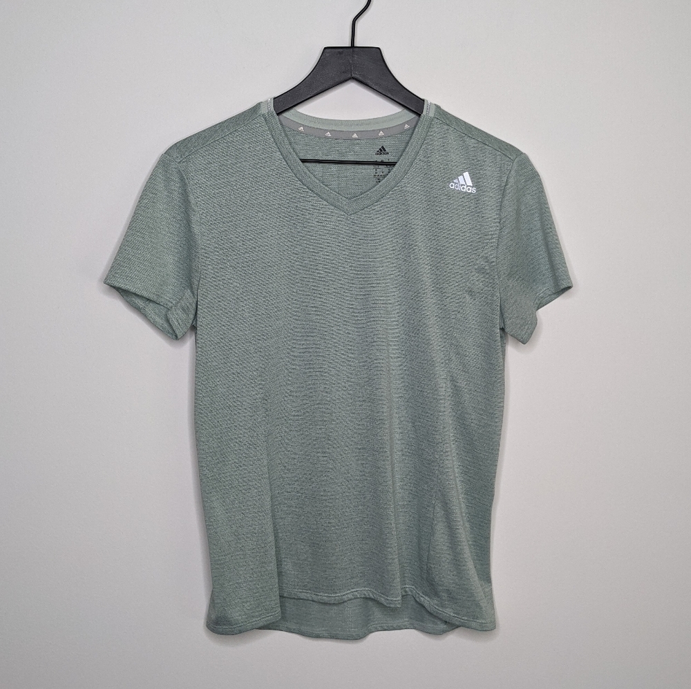 Adidas Green Climalite V-Neck Athletic Top Med EUC